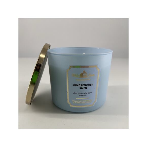 White Barn 3 Wick Candle Sun Drenched Linen 14.5 oz Bath and Body White Gift NEW - Picture 1 of 2
